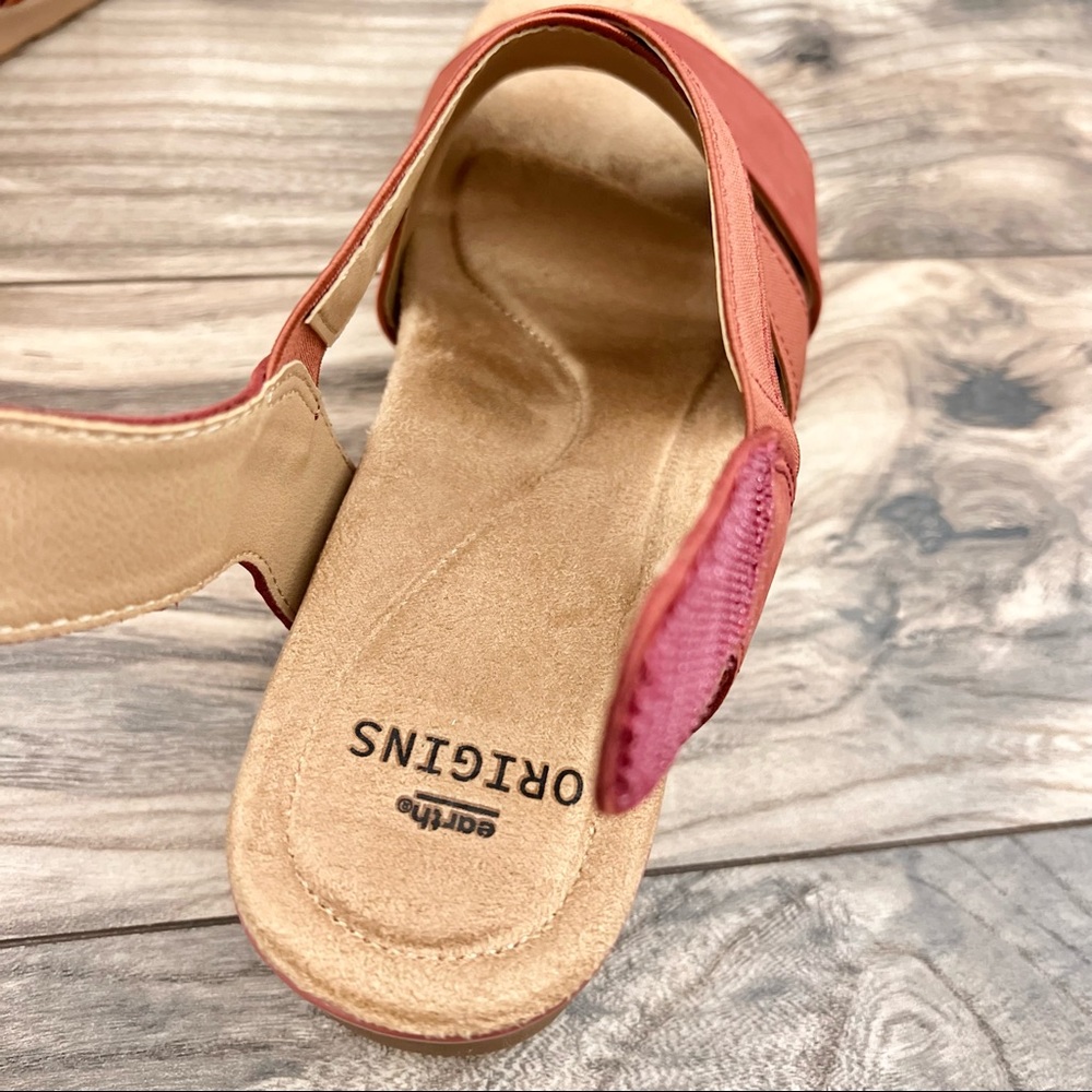 NIB Earth Origins 8W 9W Carren Leather Strappy Wedge Sandal Brick - Picture 7 of 12